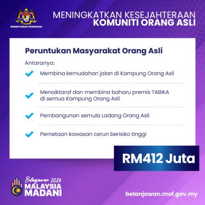 Belanjawan 2026: Meningkatkan Kesejahteraan Komuniti Orang Asli